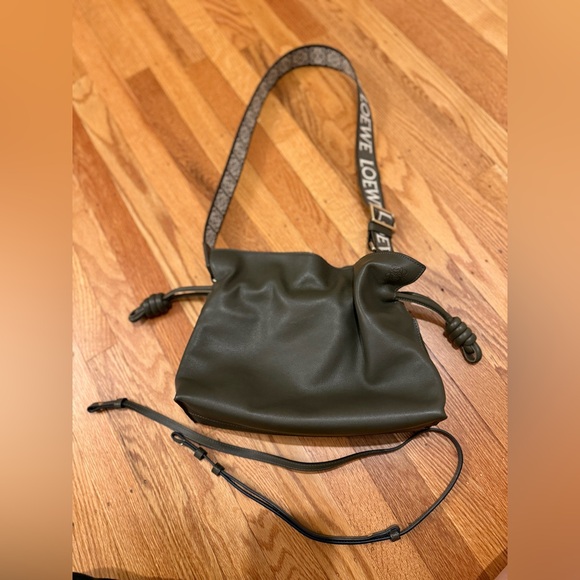 Loewe Medium Flamenco bag in dark khaki with anagram strap included